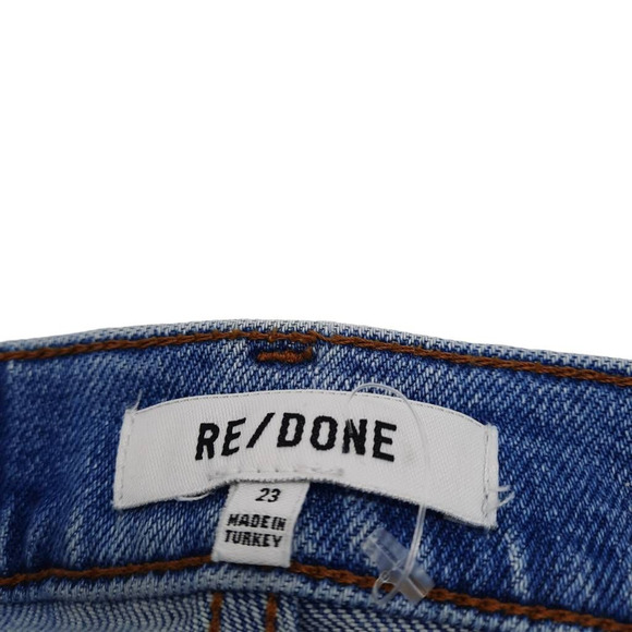 Re/Done Womens 23 70s Stovepipe Cropped Jeans Blue Stretch Light Wash Button Fly - Picture 8 of 11